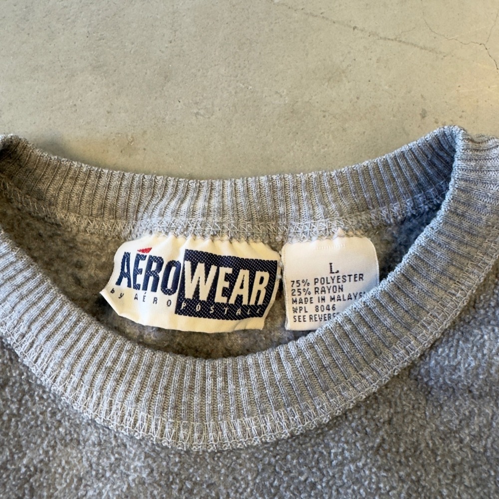 Aeropostale AeroWear Mens Gray Fleece Crewneck Sweatshirt Large Vintage 90s - Picture 3 of 7